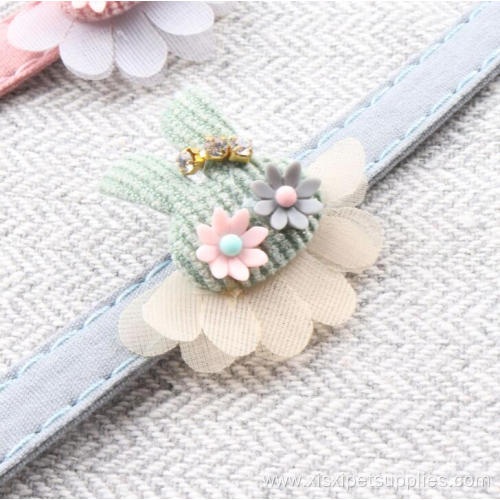Friendly Colorful Luxury Cloth Pet Dog Flower Collar